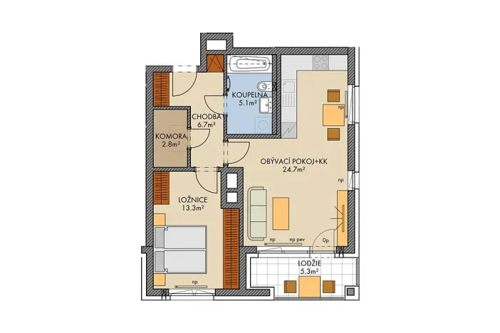 Prodej bytu 2+kk, Praha, Huppnerova, 57 m2