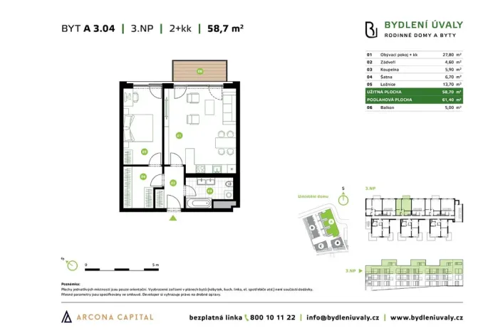 Prodej bytu 2+kk, Úvaly, Škvorecká, 61 m2