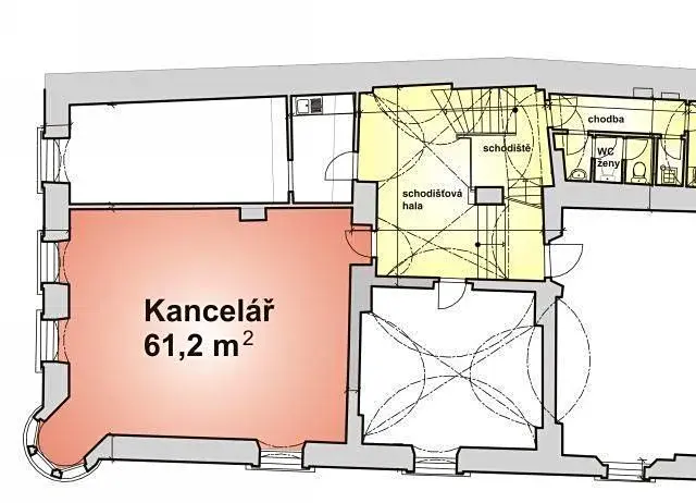 Pronájem kanceláře, Jihlava, Komenského, 61 m2