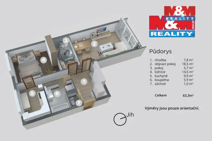 Prodej bytu 2+1, Děčín - Děčín XXVII-Březiny, Kosmonautů, 64 m2