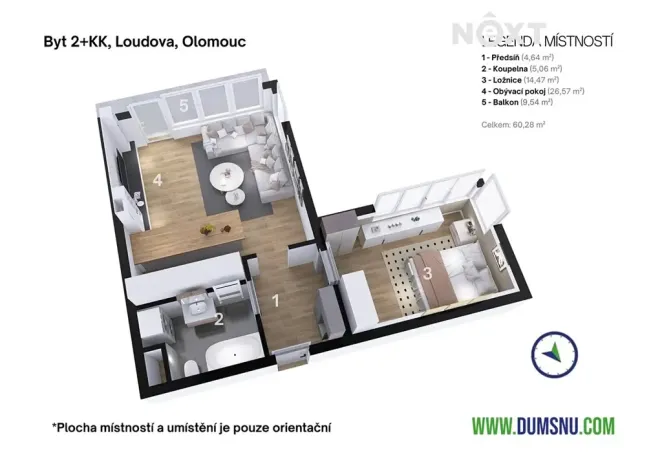 Prodej bytu 2+kk, Olomouc, Loudova, 50 m2