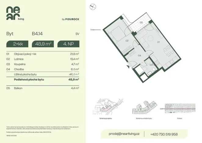 Prodej bytu 2+kk, Praha - Libeň, Na kopečku, 47 m2