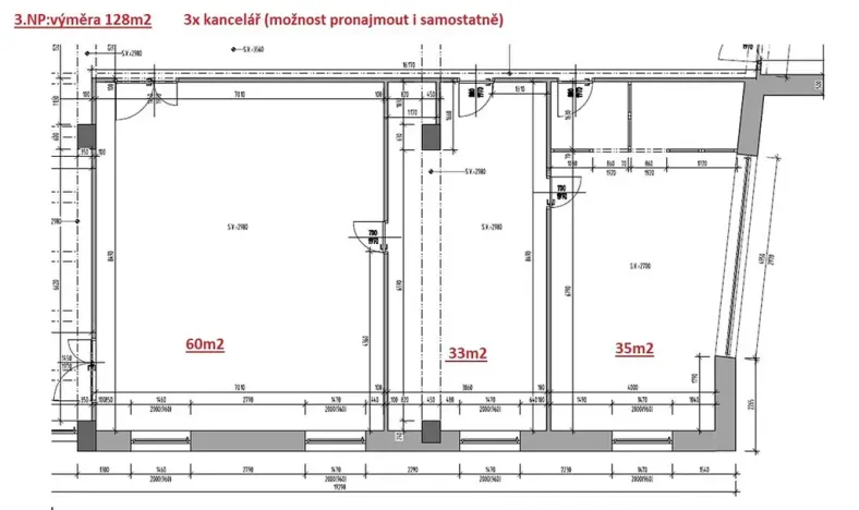 Pronájem kanceláře, Šumperk, Dr. E. Beneše, 53 m2