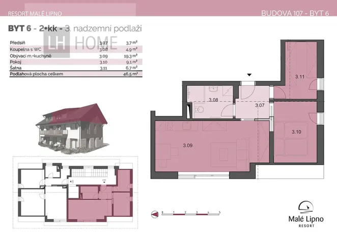 Prodej bytu 3+kk, Černá v Pošumaví, 46 m2