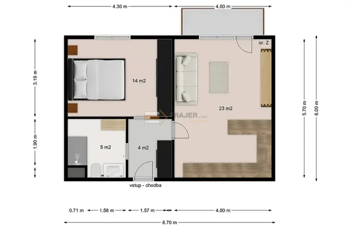 Pronájem bytu 2+kk, Praha - Jinonice, Barvitiova, 52 m2