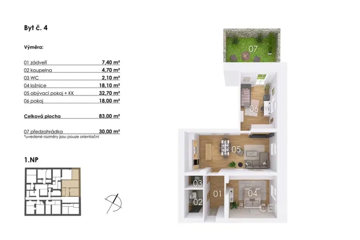 Prodej bytu 3+kk, Postupice, Blanická, 83 m2