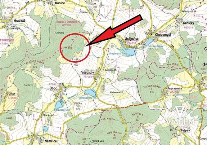 Prodej podílu lesa, Všepadly, 1092 m2