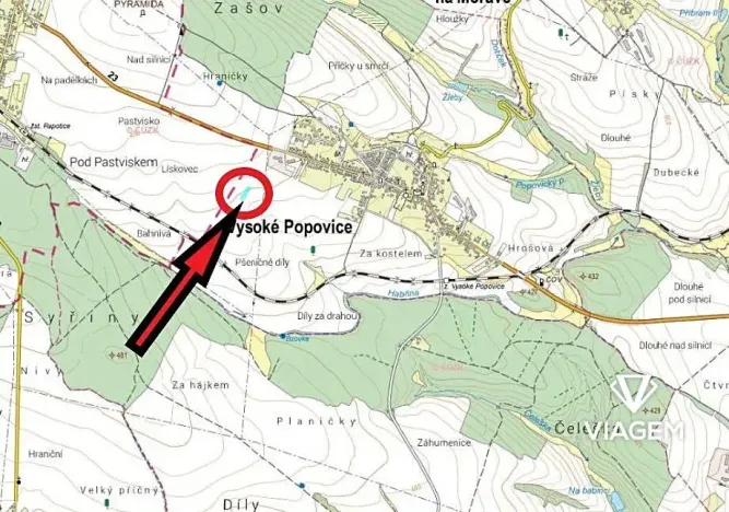 Prodej podílu pole, Vysoké Popovice, 813 m2