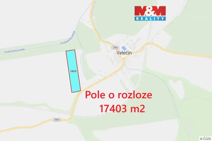 Prodej pole, Velečín, 17403 m2