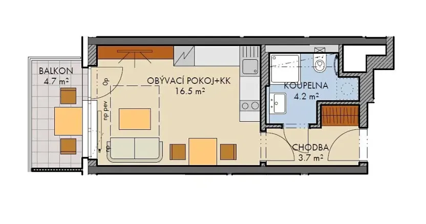 Prodej bytu 1+kk, Praha - Dolní Měcholupy, Honzíkova, 25 m2