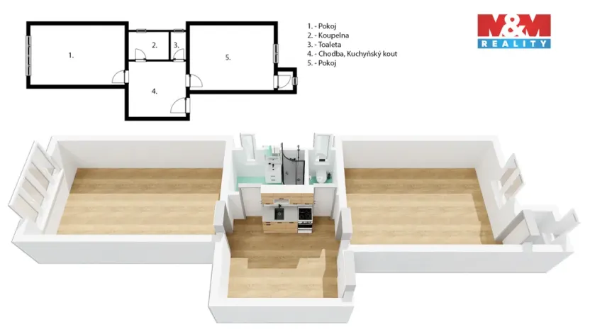 Pronájem bytu 2+1, Praha, Rybalkova, 60 m2