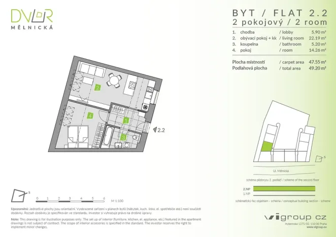 Prodej bytu 2+kk, Brandýs nad Labem-Stará Boleslav - Stará Boleslav, Mělnická, 48 m2