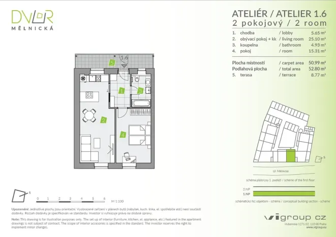 Prodej bytu 2+kk, Brandýs nad Labem-Stará Boleslav - Stará Boleslav, Mělnická, 51 m2