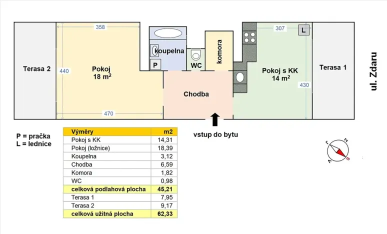 Pronájem bytu 1+1, Praha - Nusle, Zdaru, 45 m2