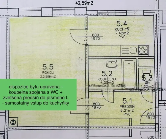Pronájem bytu 1+1, Jablonec nad Nisou - Proseč nad Nisou, U Tenisu, 45 m2