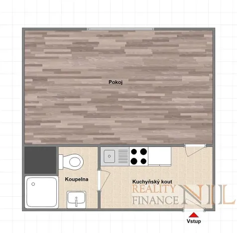 Pronájem bytu 1+kk, Plzeň, U Borského parku, 21 m2