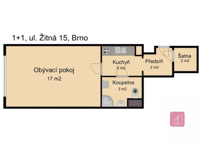 Prodej bytu 1+kk, Brno, Žitná, 29 m2