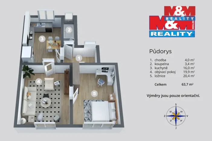 Prodej bytu 2+1, Děčín - Děčín VI-Letná, Husitská, 71 m2