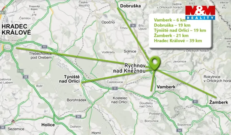 Pronájem bytu 1+1, Rychnov nad Kněžnou, Mírová, 35 m2