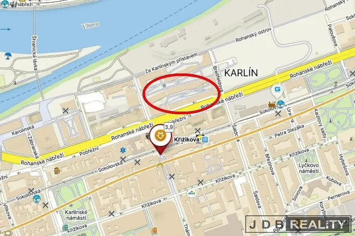 Pronájem kanceláře, Praha - Karlín, Rohanské nábřeží, 60 m2