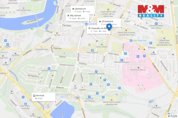 Prodej bytu 1+1, Písek - Budějovické Předměstí, Budějovická, 55 m2