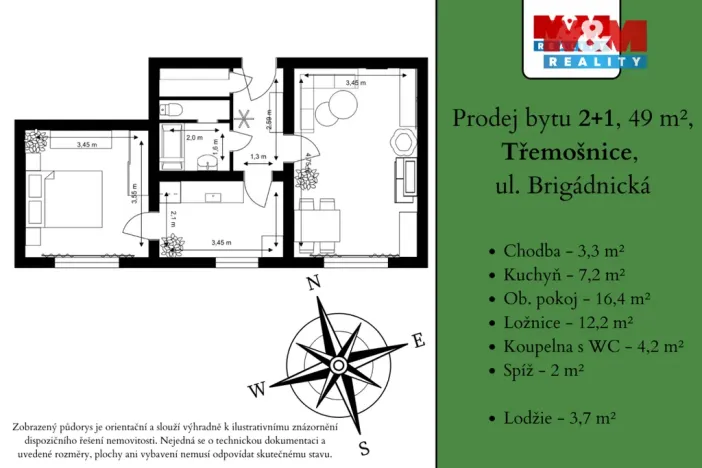 Prodej bytu 2+1, Třemošnice, Brigádnická, 49 m2