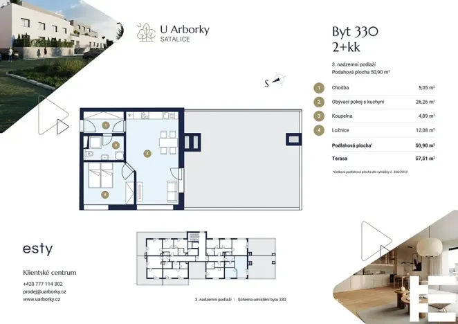 Prodej bytu 2+kk, Praha - Satalice, Za Novákovou zahradou, 48 m2