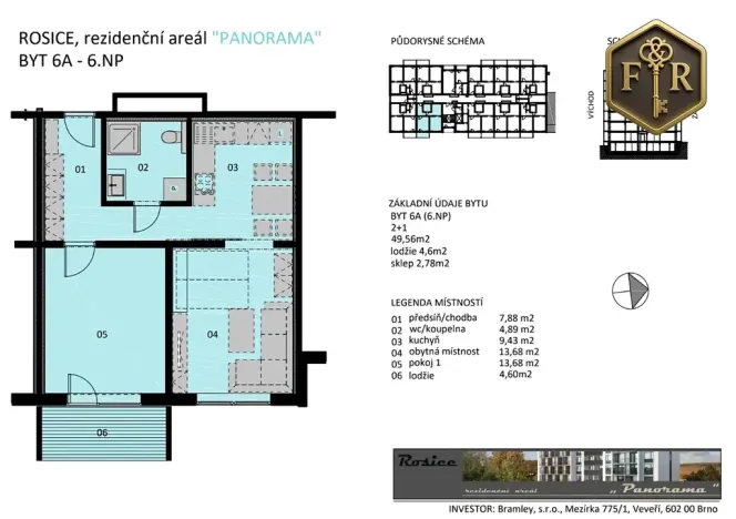 Prodej bytu 2+1, Rosice, Na Vyhlídce, 50 m2