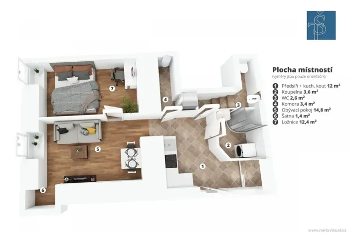 Prodej bytu 2+kk, Praha - Nusle, Slavojova, 51 m2