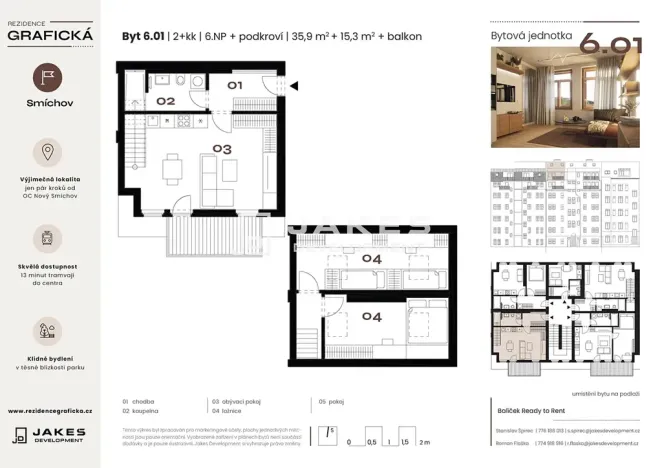 Prodej bytu 3+kk, Praha - Smíchov, Grafická, 51 m2