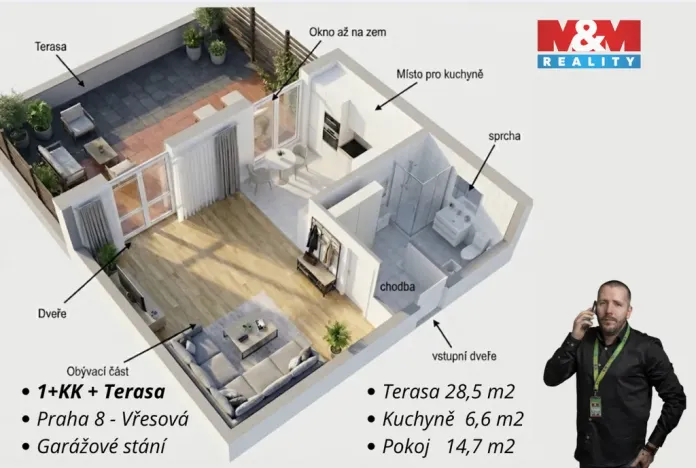 Prodej bytu 1+kk, Praha, Vřesová, 28 m2