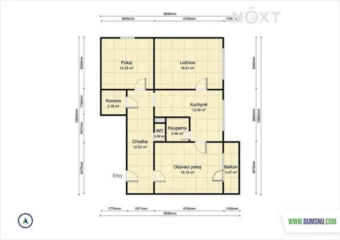 Pronájem bytu 3+1, Šumperk, Revoluční, 75 m2