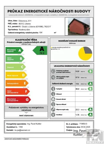 Prodej rodinného domu, Liberec - Liberec XXIII-Doubí, Edisonova, 88 m2