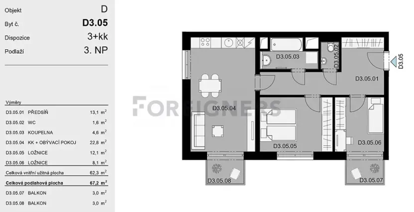 Pronájem bytu 3+kk, Hostivice, Cihlářská, 62 m2