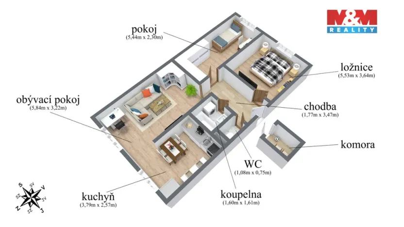 Prodej bytu 3+1, Most, Česká, 62 m2