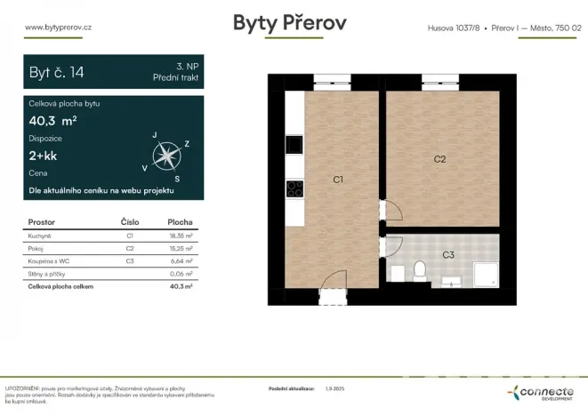 Prodej bytu 2+kk, Přerov - Přerov I-Město, Husova, 40 m2