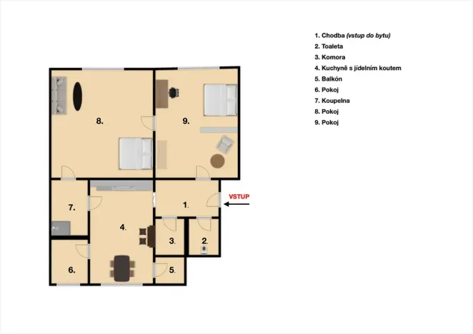 Pronájem bytu 2+1, Brno - Veveří, Kotlářská, 74 m2