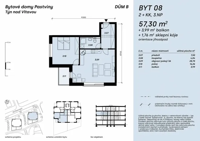Prodej bytu 2+kk, Týn nad Vltavou, Na pastvinách, 57 m2