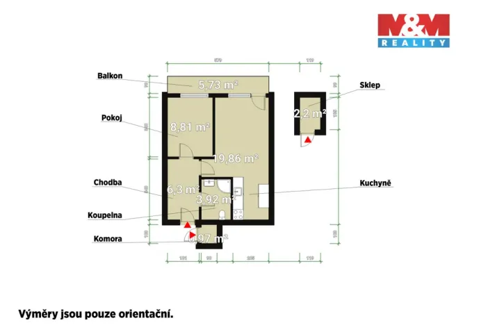 Pronájem bytu 2+kk, Králův Dvůr, Pod Hájem, 40 m2