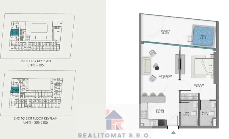 Prodej bytu 1+kk, Dubaj, Spojené arabské emiráty, 40 m2