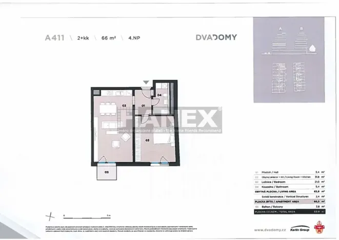 Prodej bytu 2+kk, Praha - Karlín, Křižíkova, 66 m2