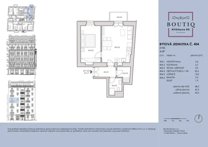 Prodej bytu 2+kk, Praha - Karlín, Křižíkova, 45 m2