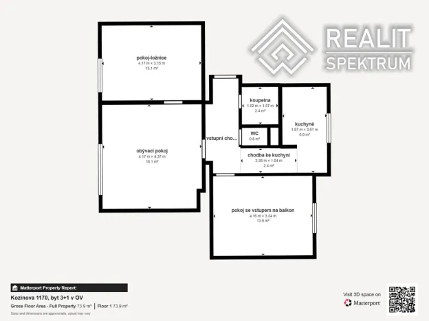 Prodej bytu 3+1, Ústí nad Orlicí, Kozinova, 64 m2