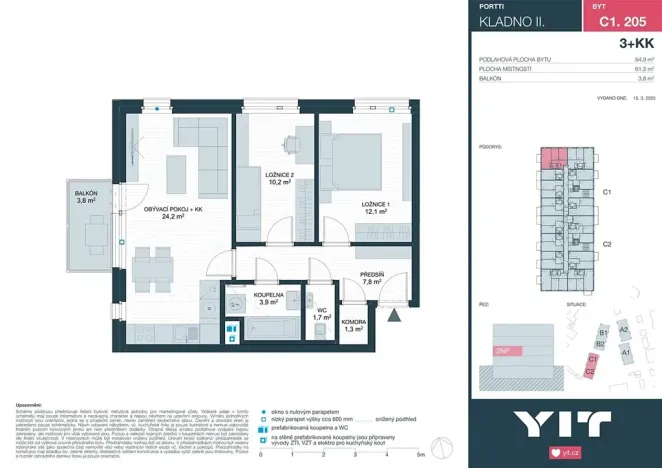 Prodej bytu 3+kk, Kladno, Ke stadionu, 61 m2
