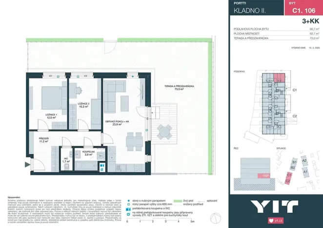 Prodej bytu 3+kk, Kladno, Ke stadionu, 63 m2