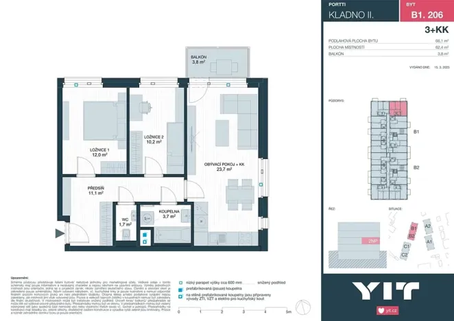 Prodej bytu 3+kk, Kladno, Ke stadionu, 62 m2
