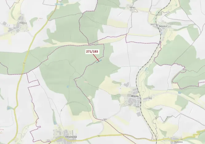 Dražba lesa, Milavče, 2398 m2