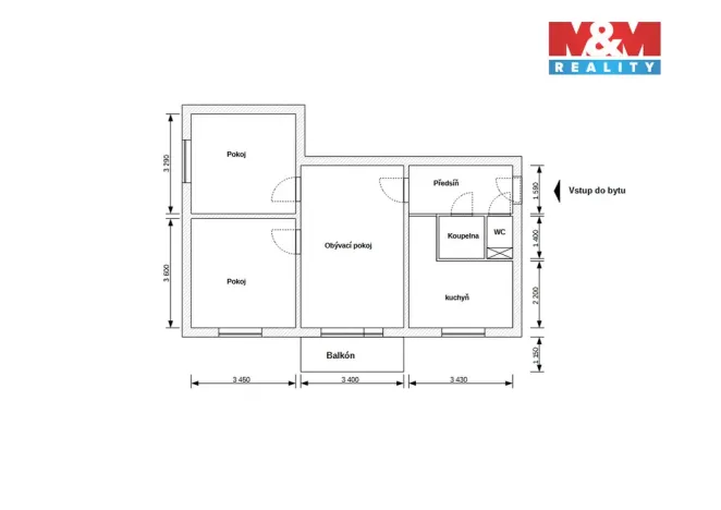 Prodej bytu 3+1, Vsetín, Luh, 59 m2