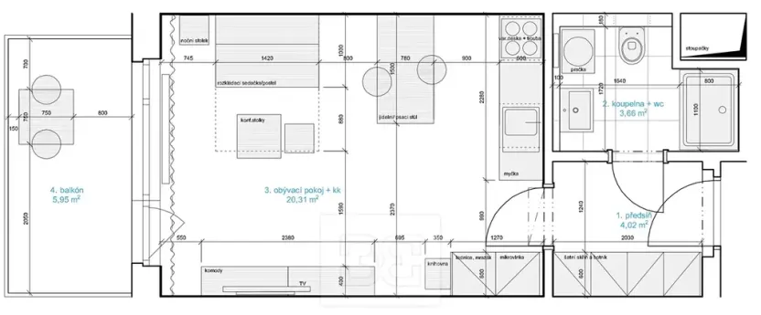 Pronájem bytu 1+kk, Praha - Stodůlky, Holýšovská, 34 m2
