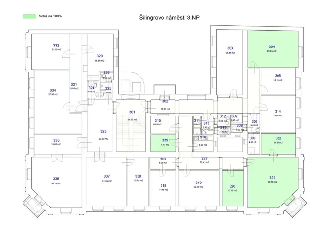 Pronájem kanceláře, Brno, Šilingrovo náměstí, 50 m2